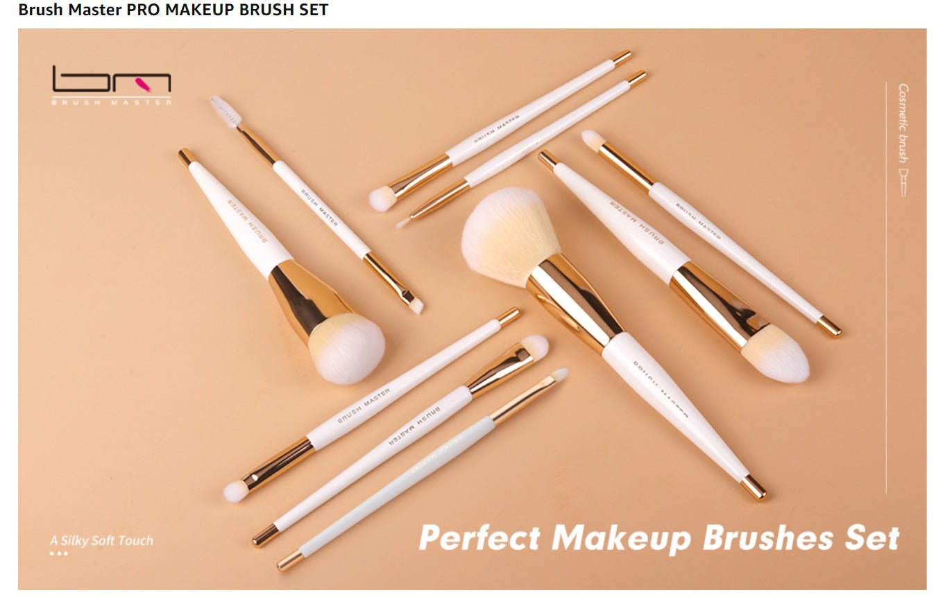 Wholesale Pack of 50, Brush Master 10Pcs Makeup Brushes Set Professional Kabuki Foundation Eyeshadow Blush Blending Lip Full Face Cosmetic Kit W/Makeup Brush Set with Holder