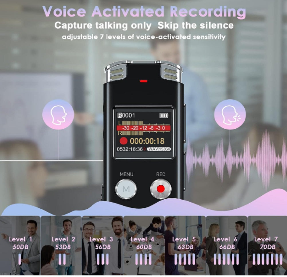 Wholesale Pack of 50PCS - EVISTR 16G Digital Voice Recorder Voice Activated Recorder with Playback - Upgraded Tape Recorder for Lectures, Meetings, Interviews, Audio Recorder USB Charge, MP3
