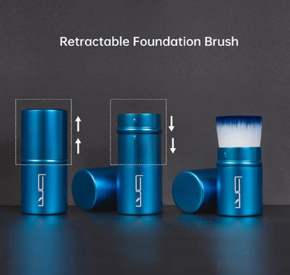 Wholesale Pack of 100 Brush Master Makeup Brush Retractable Kabuki Brush Travel Powder Brush for Foundation, Blush, Bronzer, Concealer, Portable Brush Cover (Blue Foundation Brush)